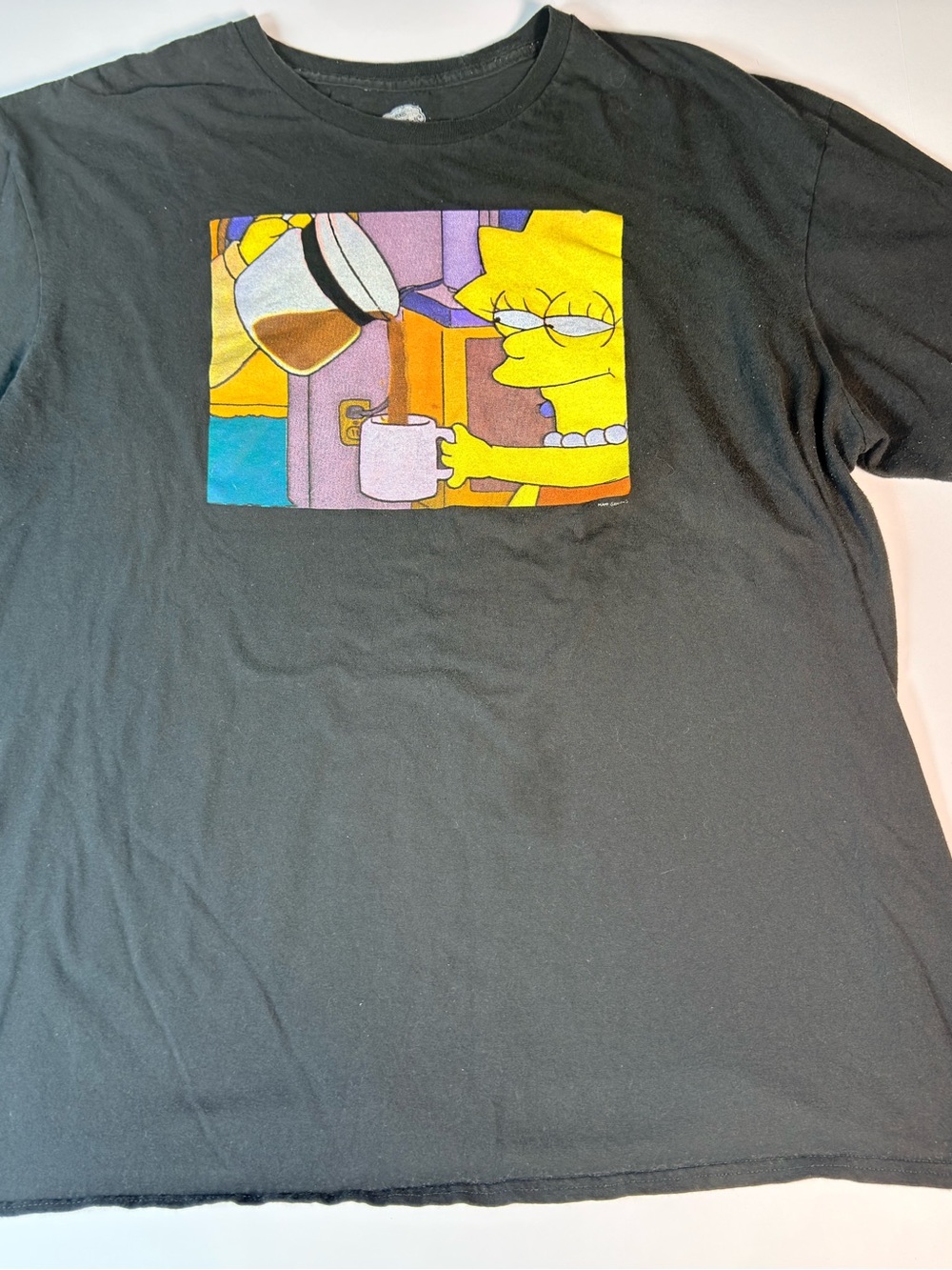 The Simpsons Lisa Coffee Meme Black Graphic T-Shirt Size XL